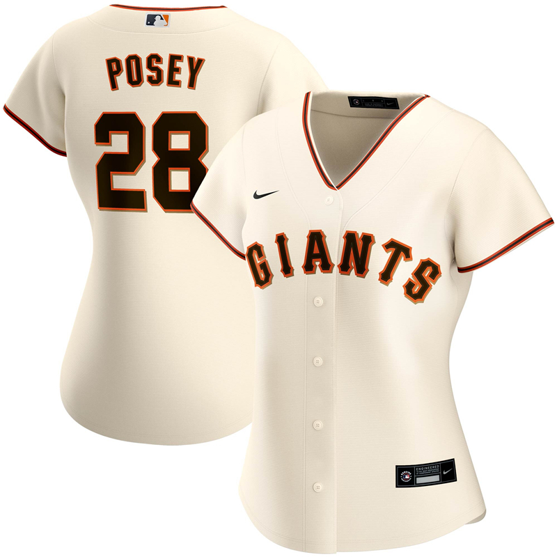 2020 MLB Women San Francisco Giants #28 Buster Posey Nike Cream Home 2020 Replica Player Jersey 1->youth mlb jersey->Youth Jersey
